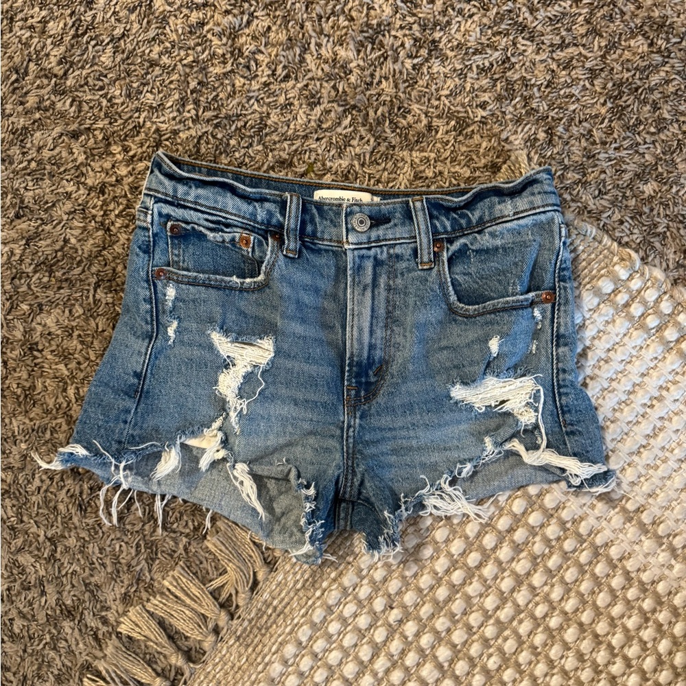 Abercrombie & Fitch Blue Distressed Jean Shorts